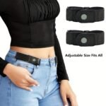 2Pcs No Buckle Elastic Belts For Men And Women Casual Stretch Comfortable Invisible Belts For Jeans Pants