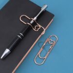 1Pc/5Pcs Metal Love Creative Paperclip Style Pen Holder, Simple Portable Student Notebook Holder Accessories Round Ballpoint Pen Clip - Image 6