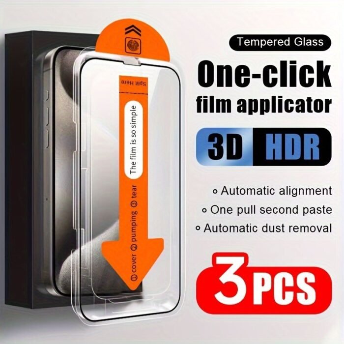 3 Hd Dust-Free Cabin Tempered Films For Apple 16/13/13 Pro/13 Pro Max/12/12 Pro Mobile Phone Tempered Films 12 Pro Max/11 Pro/11 Pro Max/X/Xs/Xr/Xs Max Full Screen Protection 14/14 Plus/14 Pro/14 Pro Max/15/15 Plus/15 Pro/15 Pro Max - Image 1