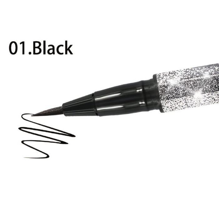1Pc Long-Lasting Waterproof Black Starry Sky Eyeliner Pen With Sponge Tip - Smooth And Quick-Drying For Beautiful Eye Makeup - Image 15