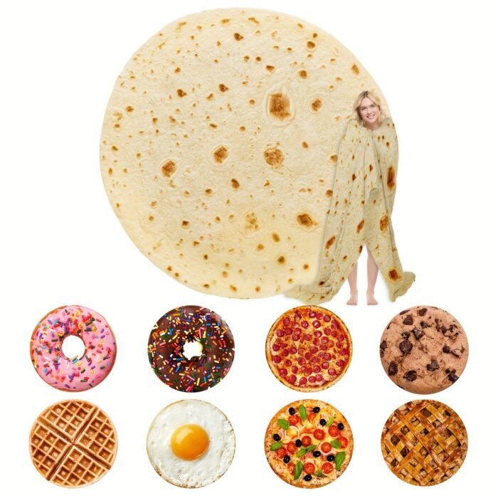 1Pc Fun & Cozy Food Blanket - Contemporary Style, Machine Washable, All-Season Flannel Throw With Unique Food Designs (9 Styles Available) - Perfect For Couch, Bed, Or Kitchen Decor, Decorative Throw Blanket | Playful Food Design | Soft Texture Blanket, Food Deco - Image 1