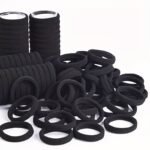Black Hair Ties For Women, Seamless Thick Hair Holders, Elastics Rubber Bands, No Damage For Thick Heavy & Curly Hair