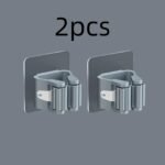 1/2/3Pcs Wall Mounted Mop And Broom Holder, Contemporary Style Plastic Organizer Clamp, No-Drill Strong Adhesive Storage Solution For Bathroom And Kitchen, Utility Hooks - Image 5