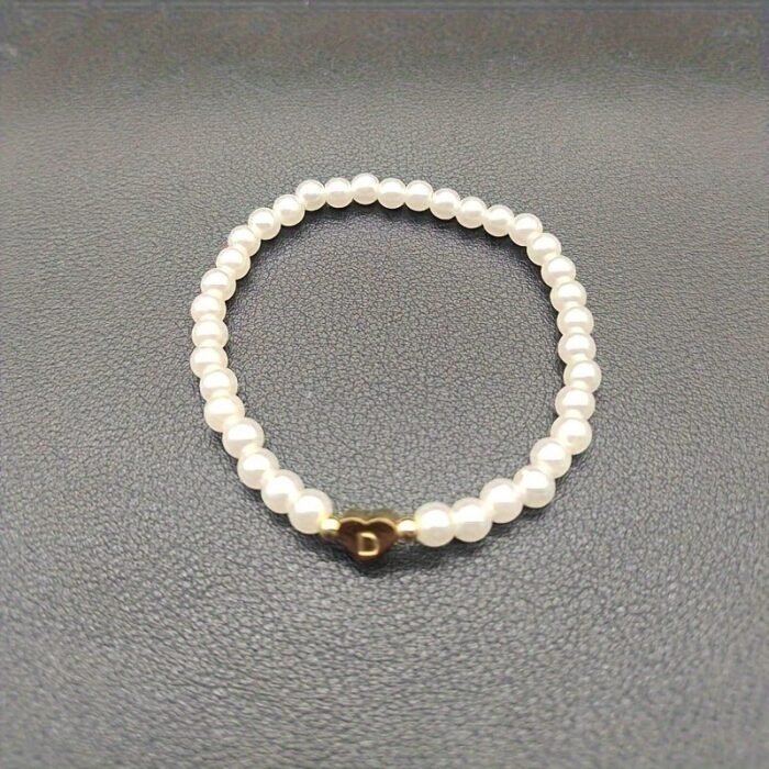 A-Z Heart Initial Bracelet For Women - 14K Golden Plated Stainless Steel With Imitation Imitation Pearl, Elegant Everyday Jewelry Gift For Valentine?S Day, Anniversary, Birthday - Image 9