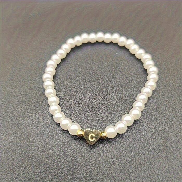A-Z Heart Initial Bracelet For Women - 14K Golden Plated Stainless Steel With Imitation Imitation Pearl, Elegant Everyday Jewelry Gift For Valentine?S Day, Anniversary, Birthday - Image 7