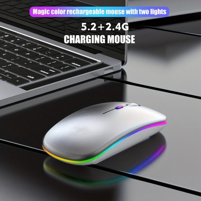 Wowssyo Wireless Gaming Mouse, Ergonomic Right-Handed, Silent Backlit, Trackball Movement, Usb Rechargeable, With Dual Mode 2.4G & 5.1, For Laptop & Ipad, Battery Powered With Glitter Animal Print - Image 14