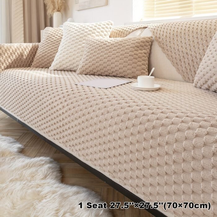 1Pc Honeycomb Velvet Sofa Cover, Pet'S Favorite, Dog Friendly, Couch Cover, Thick Plush Furniture Protector, Fuzzy Non Slip Sofa Slipcover, For Bedroom Office Living Room Home Decor - Image 25