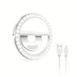 Cleantrust Rechargeable Led Ring Light For Selfies And Live Streaming, Portable Circular Flashlight, Dual Power Mode: Battery/Usb, Warm White Light, With 40Mah Polymer Lithium Battery, For Smartphones, Cameras, And Makeup - Image 3