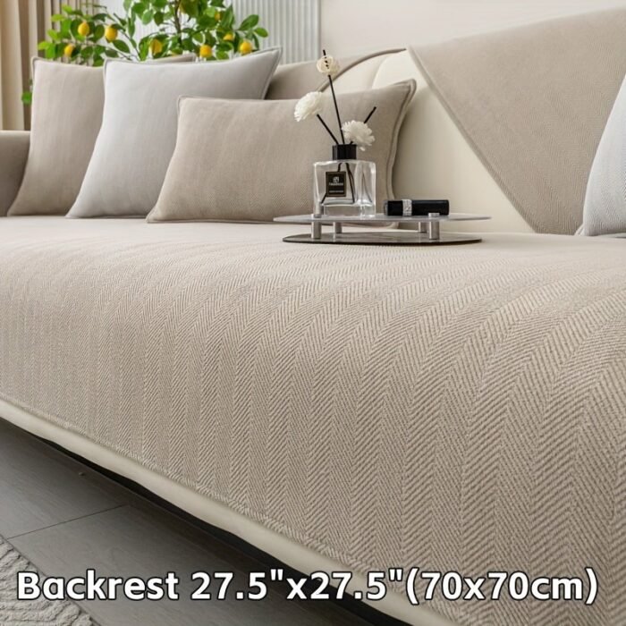 1Pc Chenille Ribbed Sofa Cover - Pet-Friendly Non-Slip Couch Protector For 3/2/4-Seater & Sectional Sofas, Machine Washable Soft Stretch Fabric, Contemporary Home Decor For Living Room, Bedroom, Office, Jacquard Texture | Easycare Material, Couch Covers For Sofa - Image 64