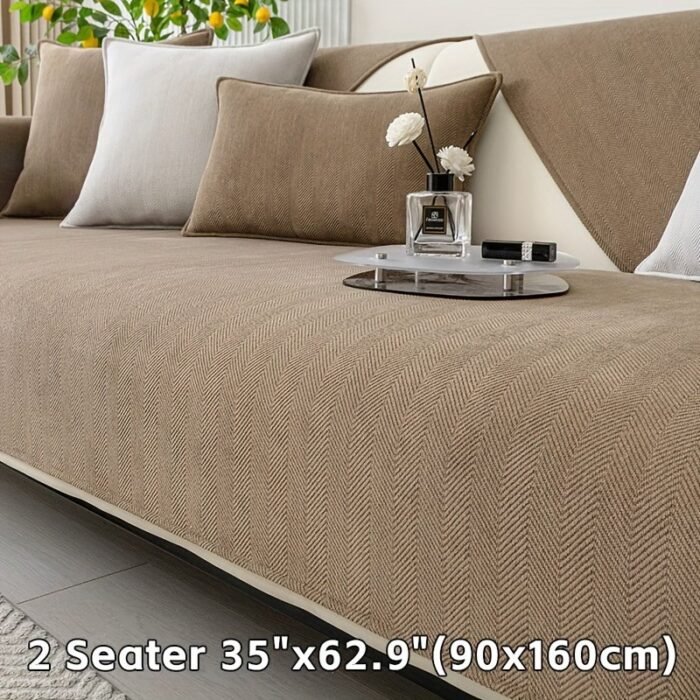 1Pc Chenille Ribbed Sofa Cover - Pet-Friendly Non-Slip Couch Protector For 3/2/4-Seater & Sectional Sofas, Machine Washable Soft Stretch Fabric, Contemporary Home Decor For Living Room, Bedroom, Office, Jacquard Texture | Easycare Material, Couch Covers For Sofa - Image 68