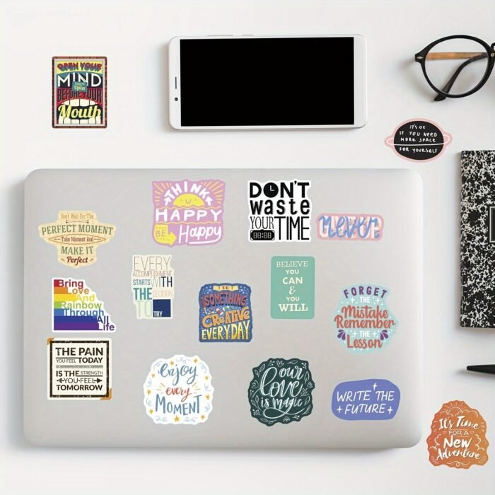 100Pcs Inspirational Stickers Pack, Motivational Stickers For Water Bottle Vinyl Quote Stickers, Affirmation Positive Stickers For Journaling Computer Decals Laptop For Macbook Phone Case - Image 7