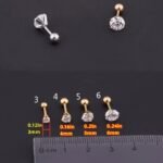 Men'S Stainless Steel Earrings With Korean Crystal Zirconia, Universal 4-Prong Titanium Steel Golden Threaded Ear Bone Studs - Image 2