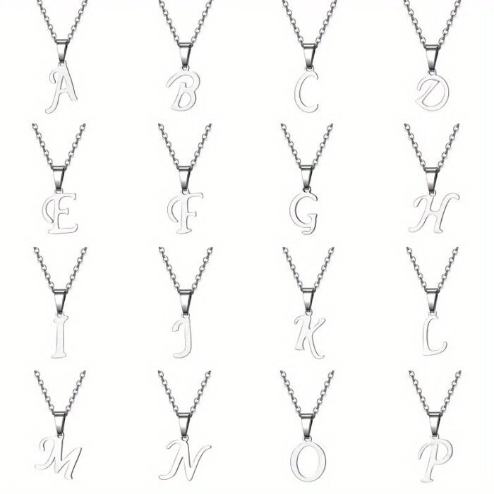 Stainless Steel Minimalist 26-Letter Pendant Necklace - Hip-Hop & Everyday Unisex Jewelry, Initial Gift For Women & Men, Durable Year-Round Wear, Necklace, Daily Wear Accessory, Modern Jewelry, Polished Finish - Image 8