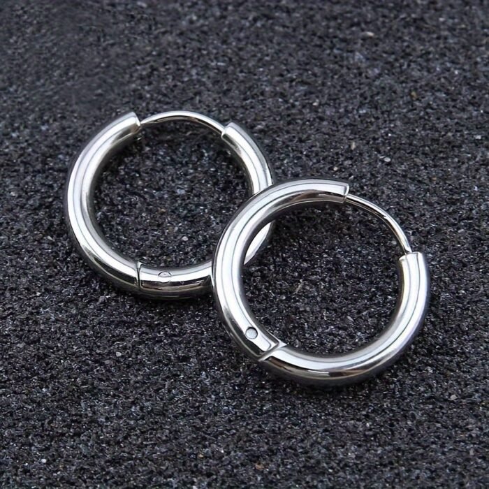 Tiny Glossy Hoop Earrings Stainless Steel Jewelry Simple Leisure Style For Women Daily Casual - Image 3