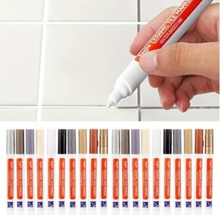 1Pc Waterproof Tile Grout Pen - 12 Vibrant Colors, Fast-Drying & Moisture-Repellent, Anti-Fade & Hypoallergenic - No Battery Needed For Bathroom, Kitchen, Floor Seam Repair & Grout Cover - Easy-Apply Design, Kitchen Grout Pen | Precise Application | Plastic Shell Pen