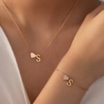 1 Set Vintage Fashion Metal Heart Letter Necklace Bracelet Set European Style 26 English Alphabet Jewelry Set - Image 2