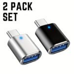 Usb C To Usb Adapter Pack Of 5.08Cm Black & Silvery, Usb C Male To Usb 3.0 Female Adapter For Otg Conversion With Compatibility For Macbook Pro 2019/2018/2017 And Other Type-C Devices