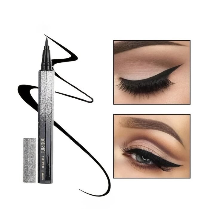 1Pc Long-Lasting Waterproof Black Starry Sky Eyeliner Pen With Sponge Tip - Smooth And Quick-Drying For Beautiful Eye Makeup - Image 4