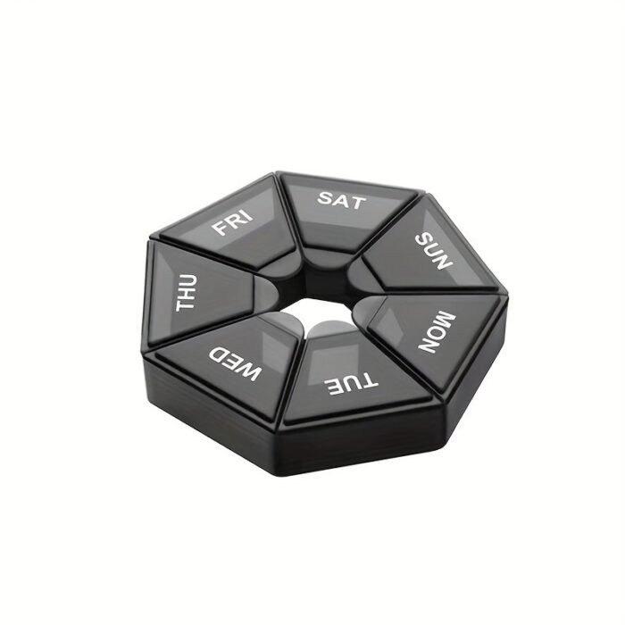 1Pc 7 Days Pill Storage Box, Mini Travel Portable Medicines Dispenser Box, Multifunction Plastic Seven Compartment Sealer Box - Image 3