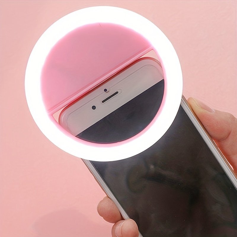 product-Fancyalgo-VirtualModelMatting-7bad83e4fb37d0076d90fd26da91cbe3.jpg Cleantrust Rechargeable Led Ring Light For Selfies And Live Streaming, Portable Circular Flashlight, Dual Power Mode: Battery/Usb, Warm White Light, With 40Mah Polymer Lithium Battery, For Smartphones, Cameras, And Makeup - Image 1