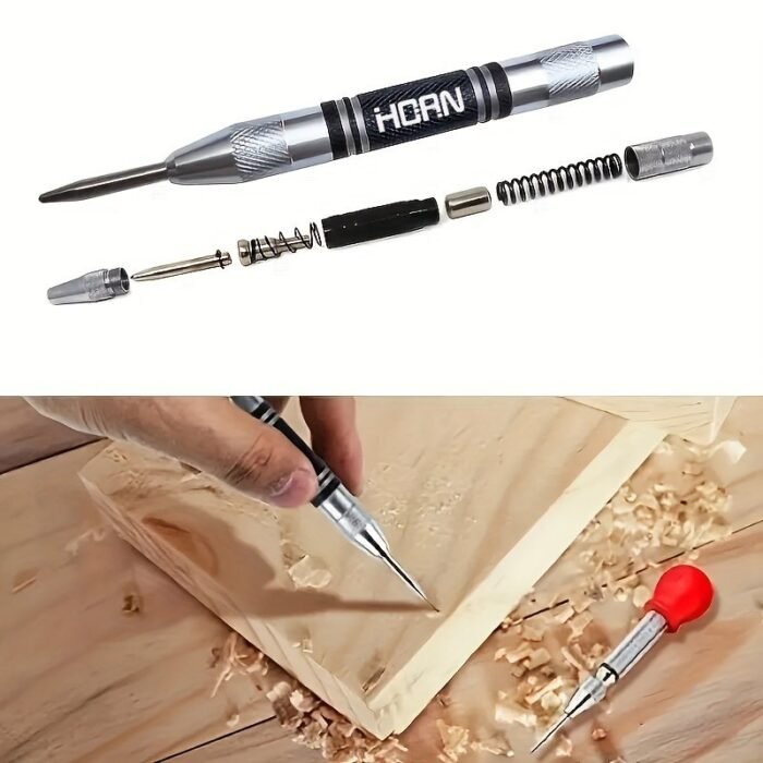 1Pc Automatic Center Punch General Automatic Center Punch Adjustable Spring Loaded Metal Drill Tool Center Hole Punch Super Strong Alloy Tungsten Steel Tip Automatic Center Loaded Marker Wood Press Woodworking Loaded Metal Drill Tools - Image 10