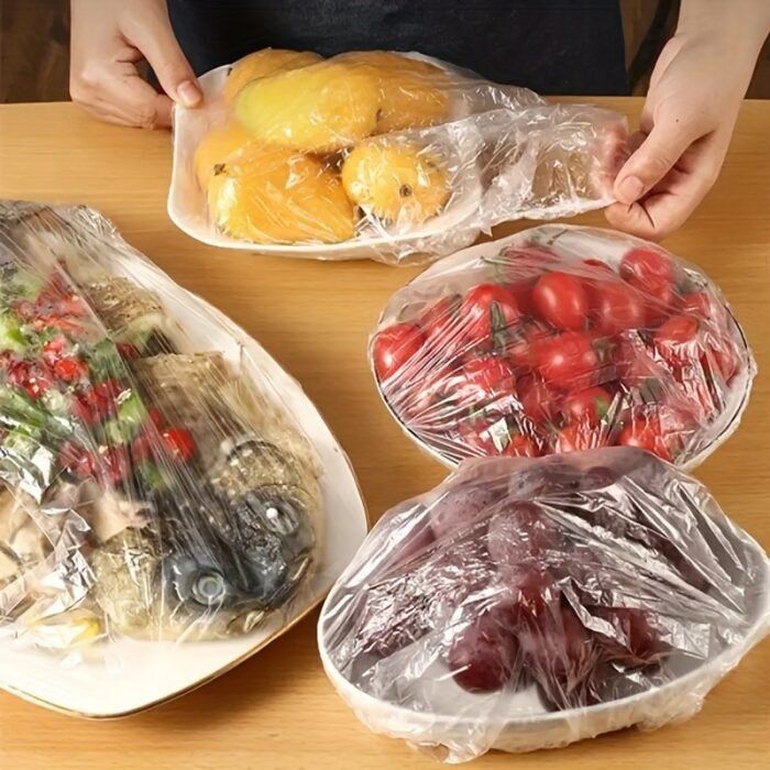 80Pcs/300Pcs Reusable Elastic Food Covers - Adjustable Plastic Bowl Lids For Freshness & Safety, Kitchen Storage Bags (33.3Cm X 12.99In), Keep Fruits And Food Fresh!, Food Preservation | Elastic Edge Covers | Secure Closure, Food Storage - Image 7