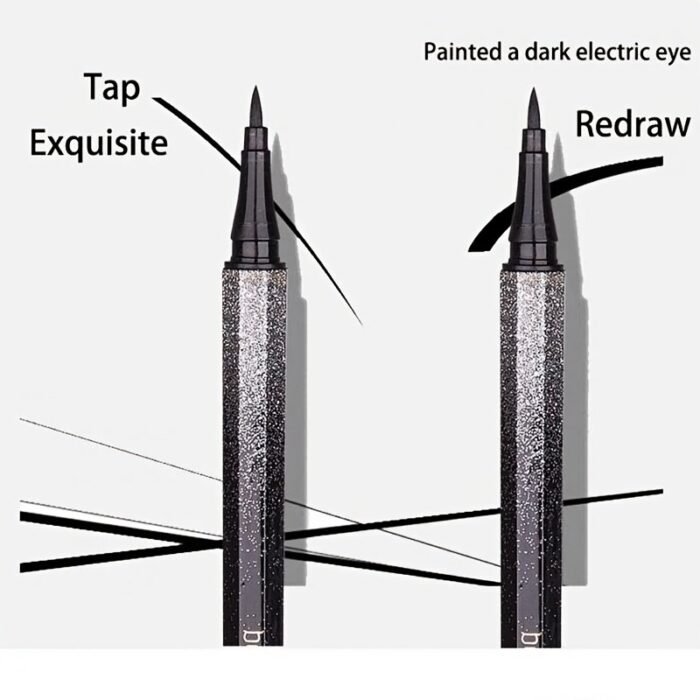 1Pc Long-Lasting Waterproof Black Starry Sky Eyeliner Pen With Sponge Tip - Smooth And Quick-Drying For Beautiful Eye Makeup - Image 10