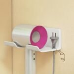 1Pc Hair Dryer Holder With Plug Hook, Wall Mounted Punch Free Bathroom Shortage Rack, Styling Tool Organizer For Easy Access And Convenience - Image 11