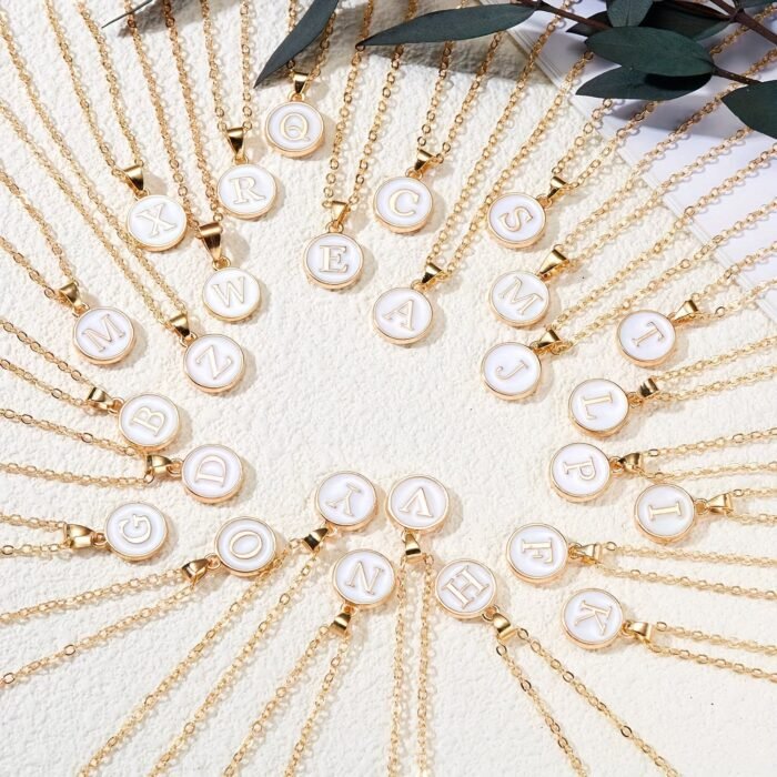 Elegant Golden-Tone Initial Necklace With Interlocking O-Link Chain - 1-26 Letters For Women, Durable Minimalist Jewelry Gift For Birthdays, Anniversaries & Special Occasions, Necklace, Birthday Jewelry, Sophisticated Style, Delicate Craftsmanship - Image 2