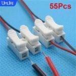 Umlife 55Pcs Quick Connect Ch-2 Spring Wire Connectors, Pvc Insulated Copper Contact, Uncharged Electrical Cable Clamp Terminal Block Connector For Wiring