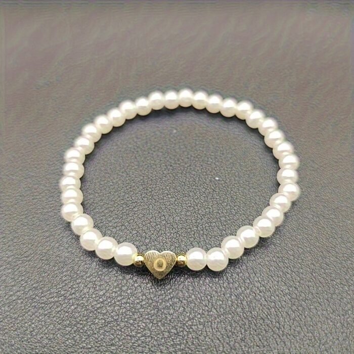 A-Z Heart Initial Bracelet For Women - 14K Golden Plated Stainless Steel With Imitation Imitation Pearl, Elegant Everyday Jewelry Gift For Valentine?S Day, Anniversary, Birthday - Image 24
