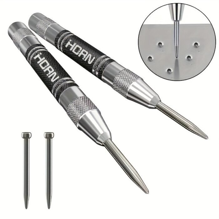 1Pc Automatic Center Punch General Automatic Center Punch Adjustable Spring Loaded Metal Drill Tool Center Hole Punch Super Strong Alloy Tungsten Steel Tip Automatic Center Loaded Marker Wood Press Woodworking Loaded Metal Drill Tools - Image 1