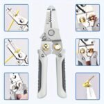 1Pc Multi-Function Electrician'S Pliers - Durable 300 Series Stainless Steel, Matte Finish With Anti-Slip Grip, Split Wire Stripper & Crimper Tool, Light Gray, Cable Management|Sleek Utility Knife|Matte Finish Grip, Electrician Tools - Image 8