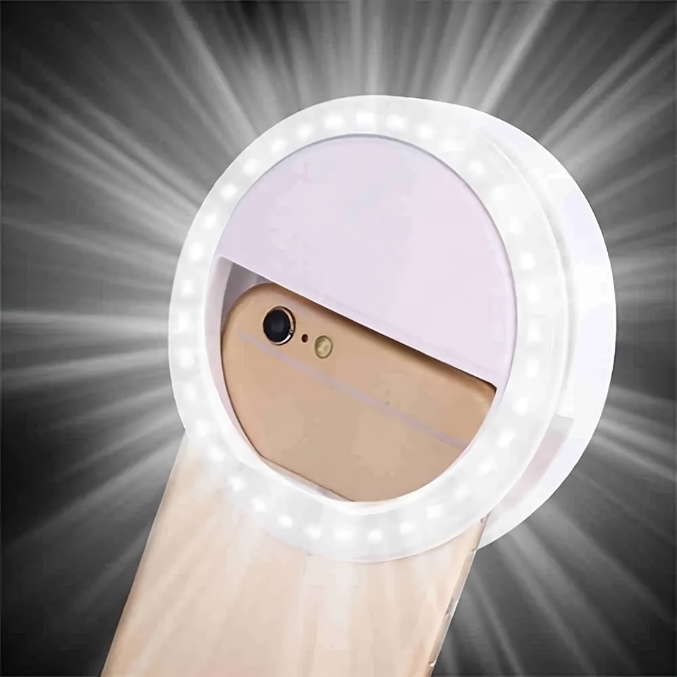 product-Fancyalgo-VirtualModelMatting-893b6290d772038cbc8df166c315e1d8.jpg Cleantrust Led Selfie Flash Ring Light - Portable Mini Fill Light For Phone Live Streaming & Video, Bright White Led Ringlight For Photos & Videos, Battery-Powered, Easy To Clean & Skin-Friendly, Phone Lights For Decoratio - Image 1