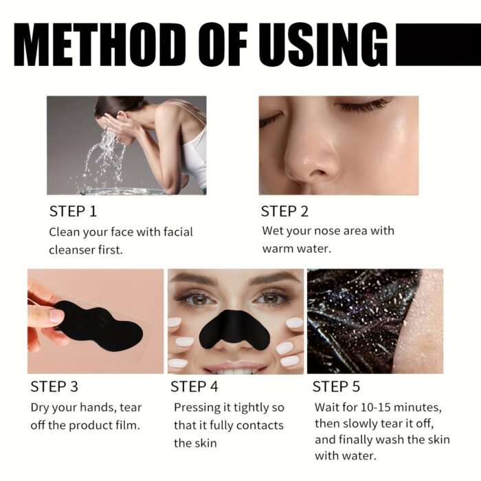 Blackhead Nose Patch Bamboo Charcoal Blackhead Cleansing Nose Mask, For Deep Cleansing 10Pcs - Image 13