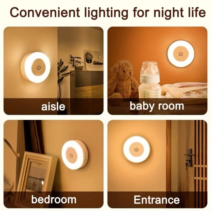 1Pc Led Touch Night Light, Dimmable Bedroom Decorative Lamp Suitable For Kids' Room, Hallway, Bathroom, Living Room, Wardrobe, Cabinet - Warm/White Light - Image 14