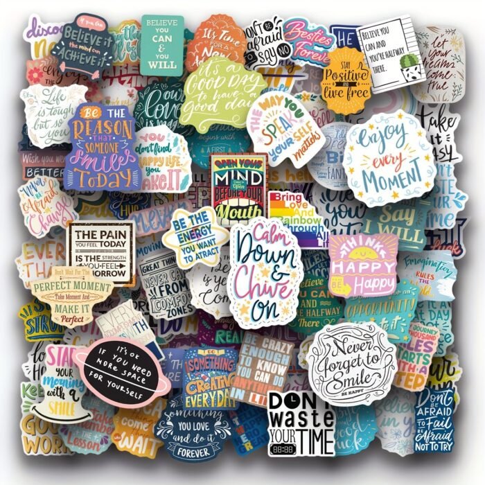 100Pcs Inspirational Stickers Pack, Motivational Stickers For Water Bottle Vinyl Quote Stickers, Affirmation Positive Stickers For Journaling Computer Decals Laptop For Macbook Phone Case - Image 3