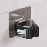 4Pcs Adhesive Mop And Broom Holder, Wall Mounted, No-Drill, Multi-Functional Bathroom Storage Rack For Toilet Brush, Mop Organizer With Plastic Material - Image 2