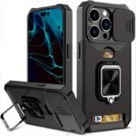 1Pc Heavy-Duty Phone Case Heavy-Duty Shockproof Phone Case With A Metal Stand And Card Slot, Compatible With Iphone 16 Pro Max, 15 Pro Max, 14 Pro Max, And 13 Pro Max.