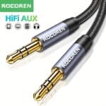 Rocoren 3.5Mm Audio Cable Nylon Braided Aux Cord Cable Male To Male Stereo Hi-Fi Sound For Headphones Car Home Stereos Speakers Tablets Compatible With Iphone/Ipad/Ipod Echo & More