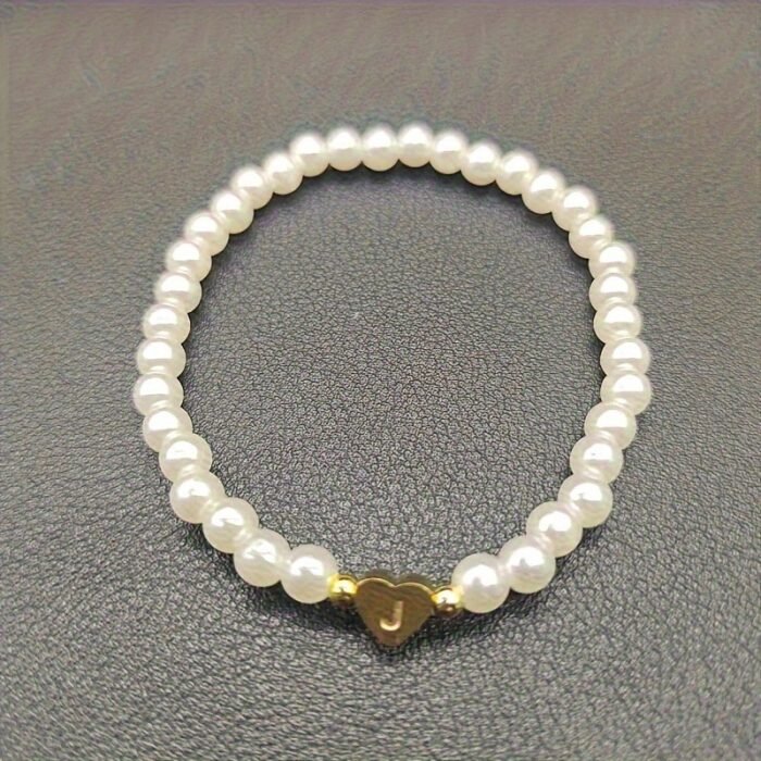 A-Z Heart Initial Bracelet For Women - 14K Golden Plated Stainless Steel With Imitation Imitation Pearl, Elegant Everyday Jewelry Gift For Valentine?S Day, Anniversary, Birthday - Image 19