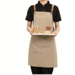 1Pc Canvas Dining Apron With Pockets, Perfect For Coffee Bars, Restaurants, Milk Tea Shop Flower Shop Coffee Baker Waist Overalls For Women - Image 6