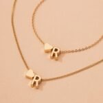 1 Set Vintage Fashion Metal Heart Letter Necklace Bracelet Set European Style 26 English Alphabet Jewelry Set - Image 7