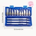 13Pcs Precision Carving Knife Set - Durable Stainless Steel, Non-Retractable Handles - Ideal For Paper Cutting & Model Crafting - Includes Detailed Storage Case - Image 7