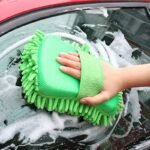 1Pc Car Wash Mitt Chenille Microfiber Wash Sponge Scratch Free, Ultra Absorbent Microfiber Waffle Drying Towel For Car Detailing, Green, 9.05In*5.11In*2.75In - Image 2