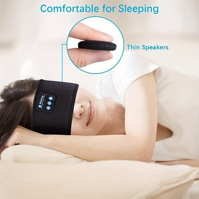 Xmsj Wireless Sleep Headphones Headband ? Soft, Elastic, Comfortable 3-In-1 Wireless Music Eye Mask For Side Sleepers, Noise Isolation, Volume Control, Usb Charging, Ideal For Exercise & Gaming, Wireless Headphones - Image 4