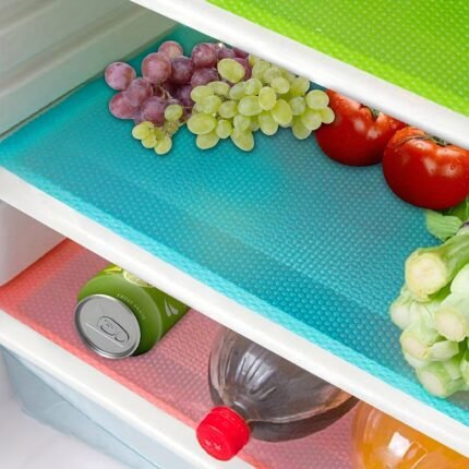 4Pcs Refrigerator Liners Washable Mats, Refrigerator Mats Liner Waterproof Oilproof, Shinywear Fridge Liners For Shelves, Cover Pads For Freezer Glass Shelf Cupboard Cabinet Drawer