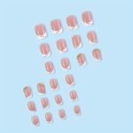24Pcs Medium Square Press On Nails - Pink & White French Style Glossy Fake Nails With Rhinestone Accents, Reusable Artificial Nails For Women, Easy Application For Parties & Special Occasions, Nails Accessories, Party Accessories, Decorative Pressons - Image 4