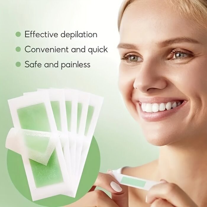 10/20/30Pcs Lip, Facial, Eyebrow Bikini Line Hair Removal Wax Strips, Amber, With Vitamin E Care Wipes - Image 9