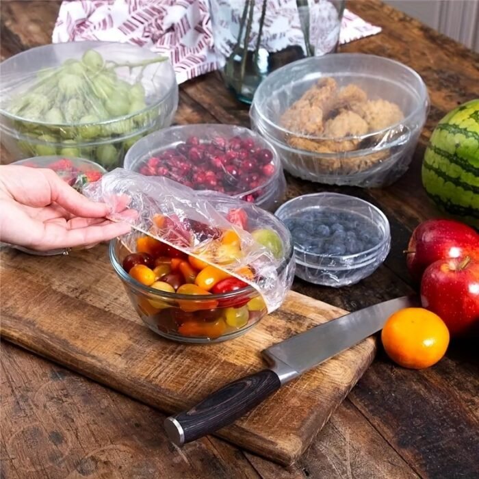 80Pcs/300Pcs Reusable Elastic Food Covers - Adjustable Plastic Bowl Lids For Freshness & Safety, Kitchen Storage Bags (33.3Cm X 12.99In), Keep Fruits And Food Fresh!, Food Preservation | Elastic Edge Covers | Secure Closure, Food Storage - Image 2